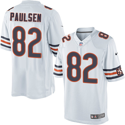 Men's Limited Logan Paulsen Nike Jersey White Road - #82 NFL Chicago Bears